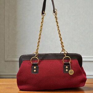 Vintage The Sak Original Maroon Brown Shoulder Bag with Gold Accents 13Wx8Hx5D